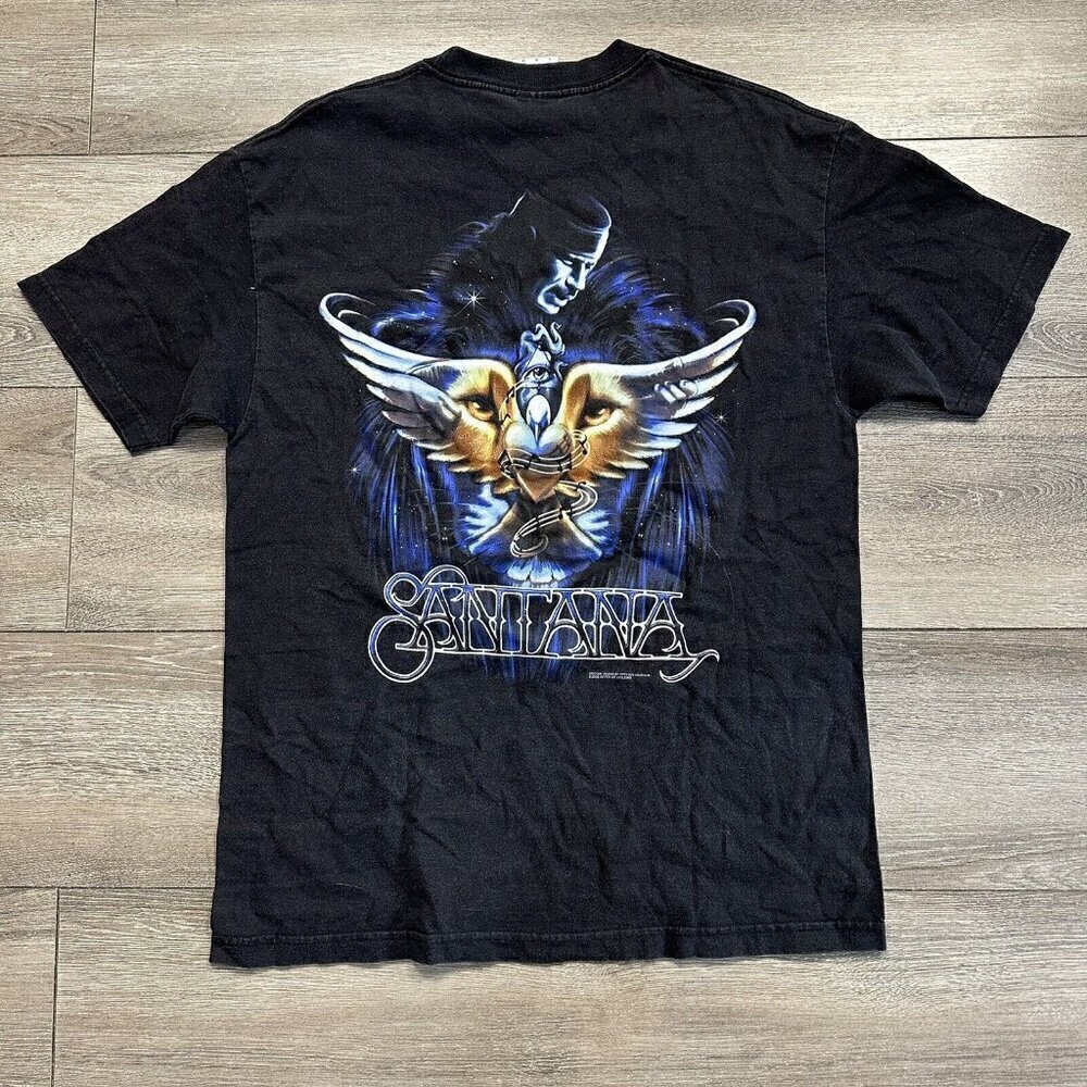 Vintage Carlos Santana Let The Music Set You Free Y2K T Shirt Sixe XL Tour Black